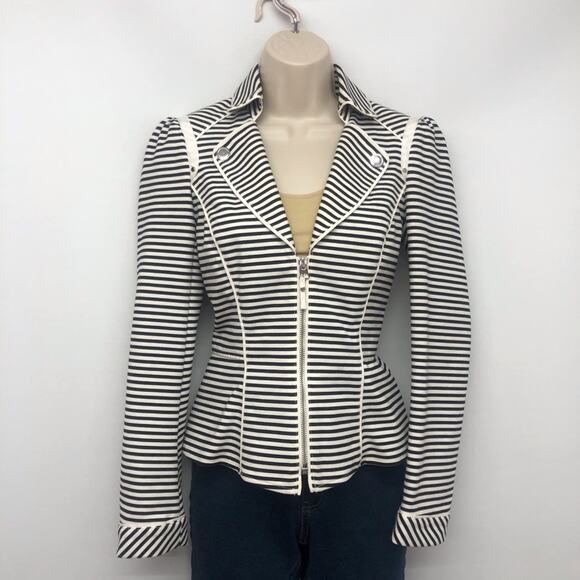White House Black Market Stripe Moto Jacket - Picture 3 of 16